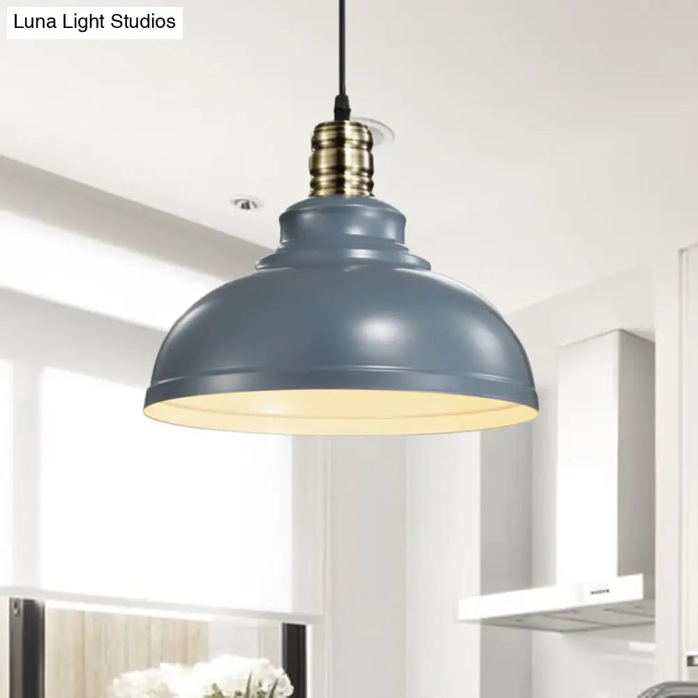 Adjustable Head Dome Industrial Ceiling Fixture - Pink/Blue Metal Hanging Light 12’/16’ Width