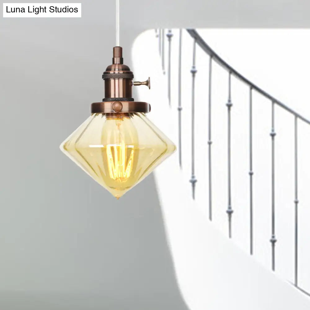 Height Adjustable Industrial Hanging Pendant Light - 1-Light Indoor Black/Bronze/Brass Finish With