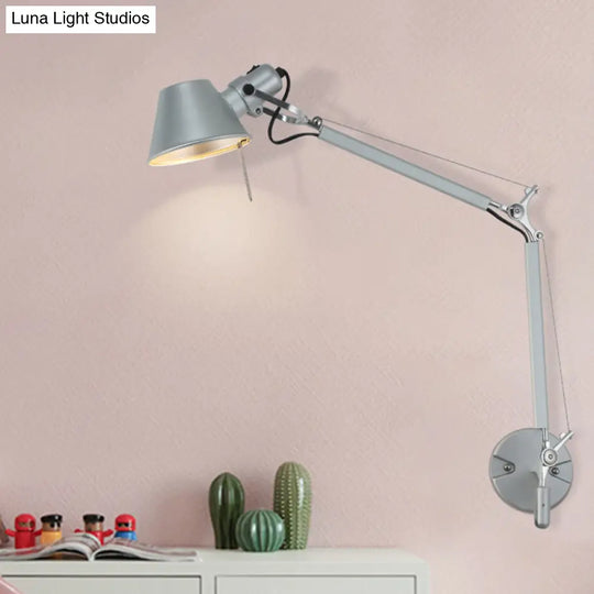 Adjustable Indoor Wall Sconce Silver Finish Reading Light