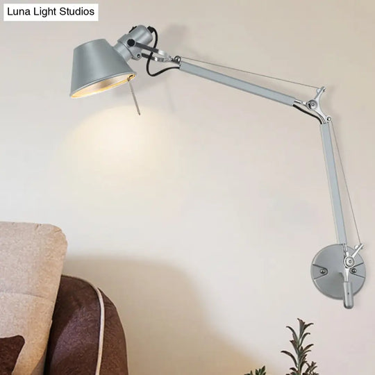 Adjustable Indoor Wall Sconce Silver Finish Reading Light