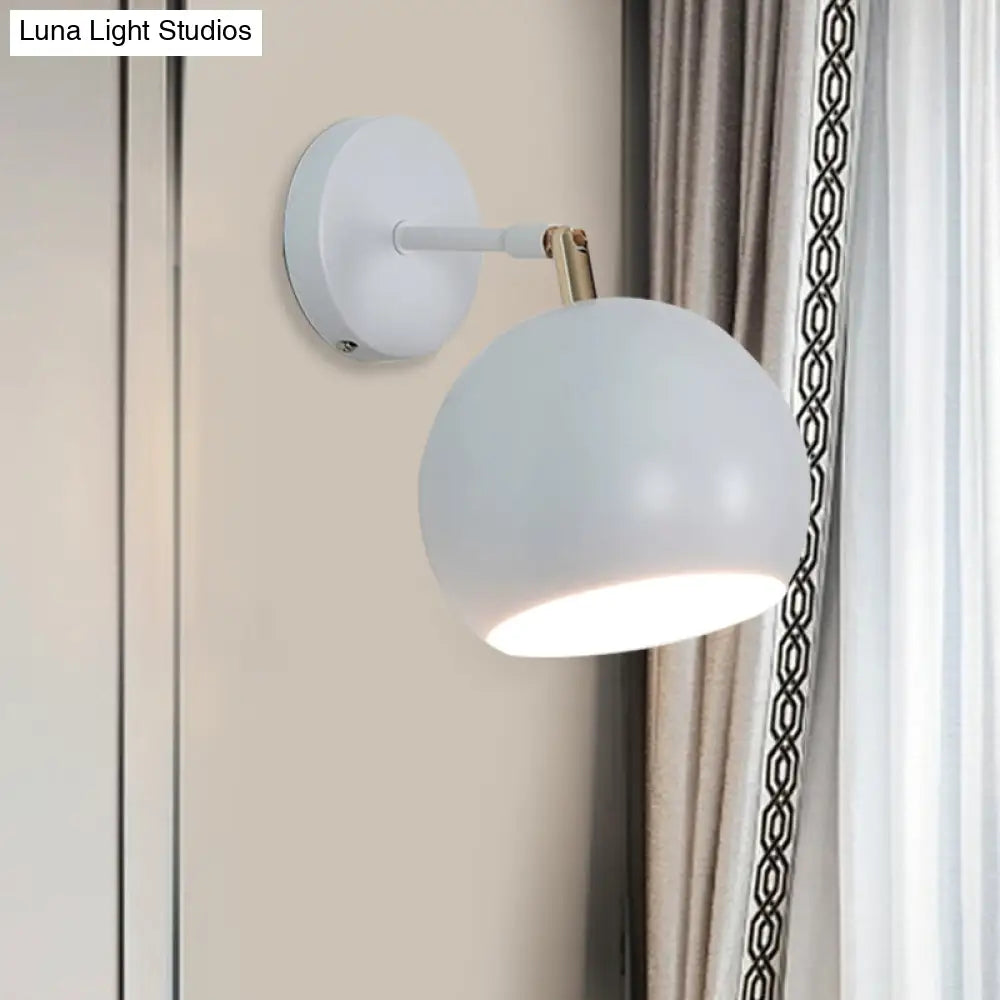 Adjustable Industrial Bedroom Sconce With Metallic Finish And White Wall Light