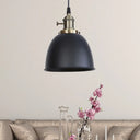 Adjustable Industrial Dome Pendant Lamp In Black/White/Red - Metal And Hanging Ceiling Lighting
