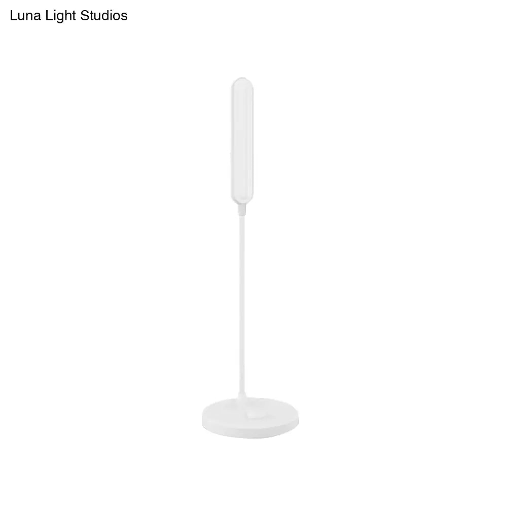 Adjustable Led Desk Lamp - White Modern Oblong Shade Ideal For Bedside And Study Room Lighting