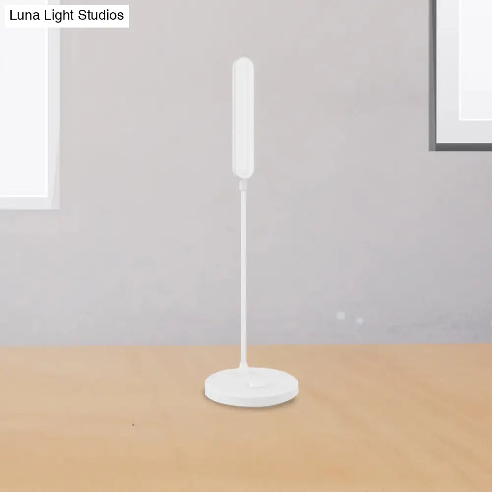 Adjustable Led Desk Lamp - White Modern Oblong Shade Ideal For Bedside And Study Room Lighting