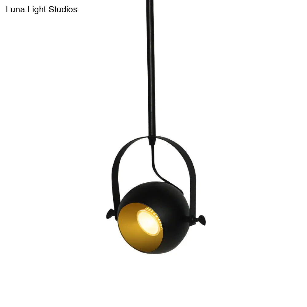 Adjustable Led Dome Pendant Spotlight In Antiqued Black Finish - With Handle