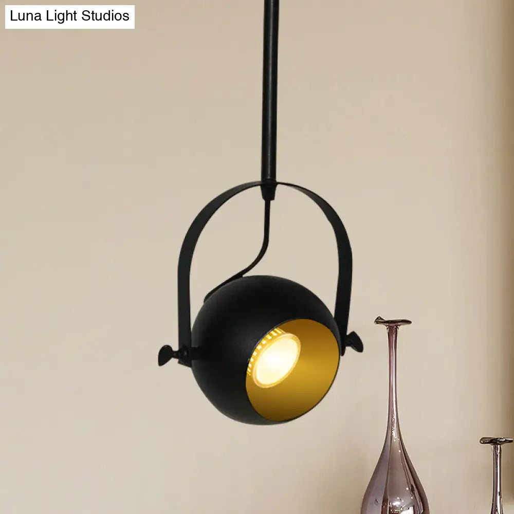 Adjustable Led Dome Pendant Spotlight In Antiqued Black Finish - With Handle