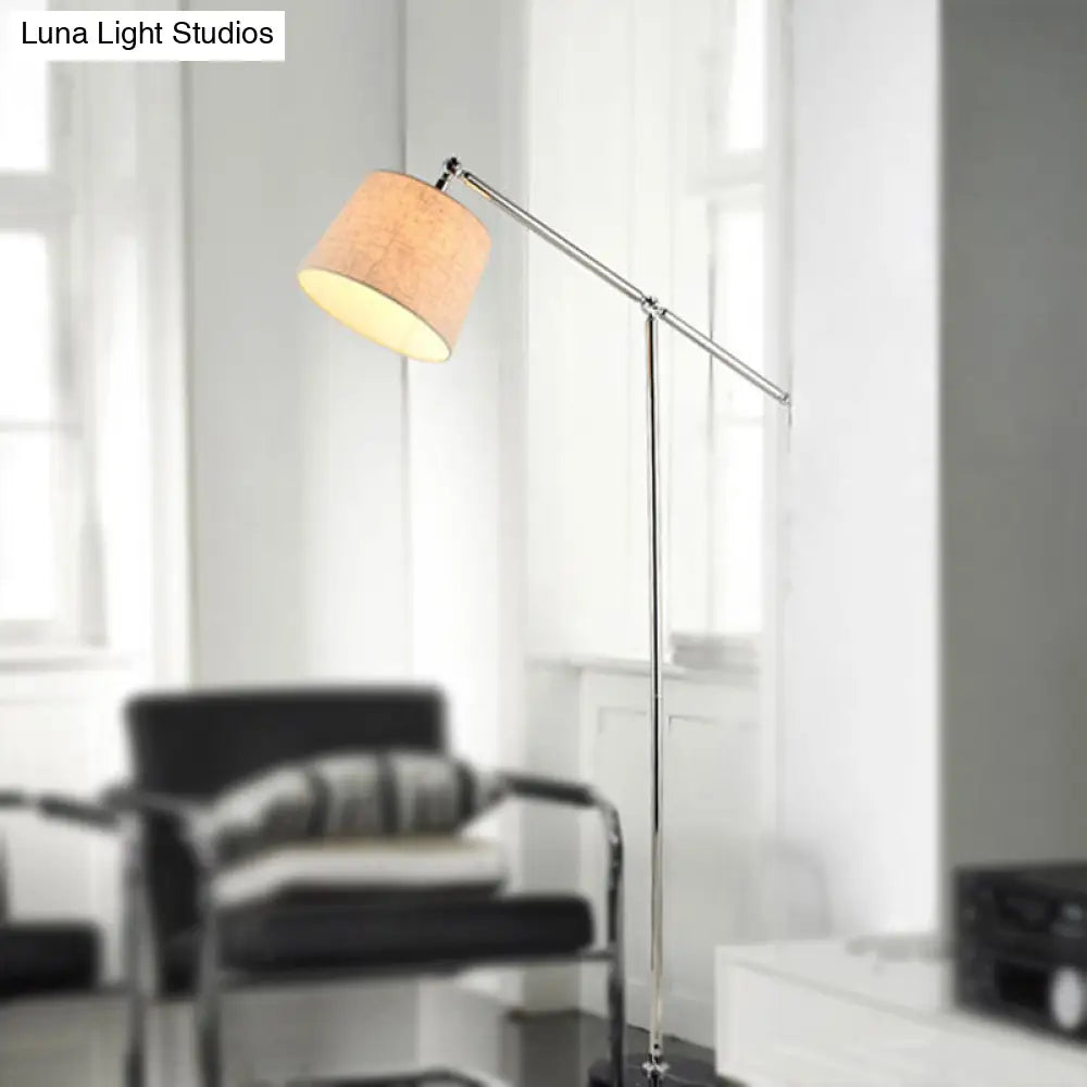 Adjustable Led Modern Cone Lamp - Beige Fabric Floor Light With Stand Up Design