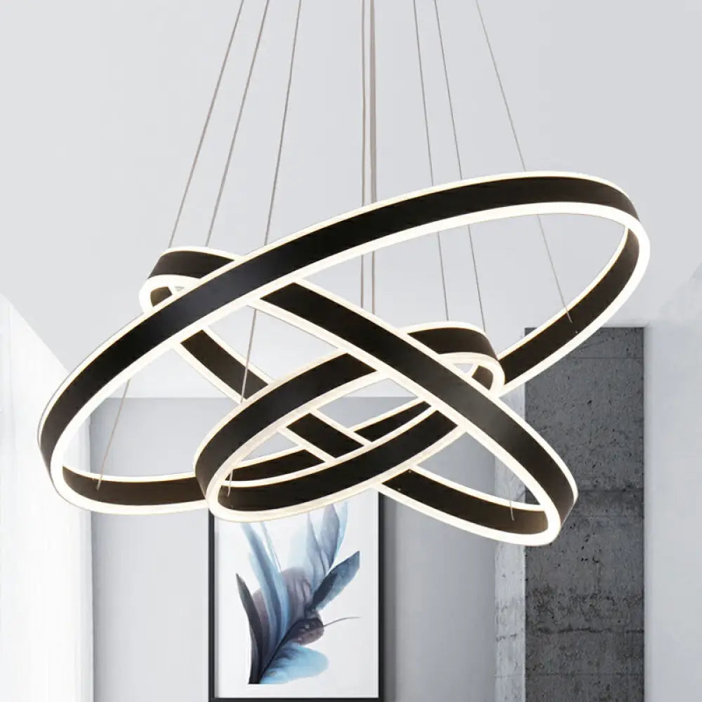 Adjustable Led Pendant Light: Artistic Metal Chandelier For Dining Room In Coffee / 23.5 Warm