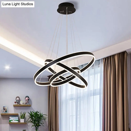 Adjustable Led Pendant Light: Artistic Metal Chandelier For Dining Room In Coffee