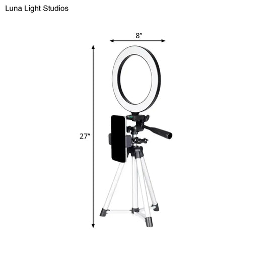 Adjustable Led Ring Lamp With Tripod Stand For Minimalistic White Vanity Lighting