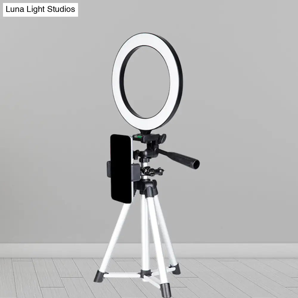 Adjustable Led Ring Lamp With Tripod Stand For Minimalistic White Vanity Lighting