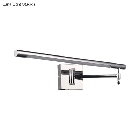 Adjustable Led Vanity Sconce With Metallic Mini Cylinder And Round/Square Backplate In Silver -