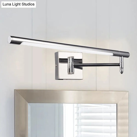 Adjustable Led Vanity Sconce With Metallic Mini Cylinder And Round/Square Backplate In Silver -