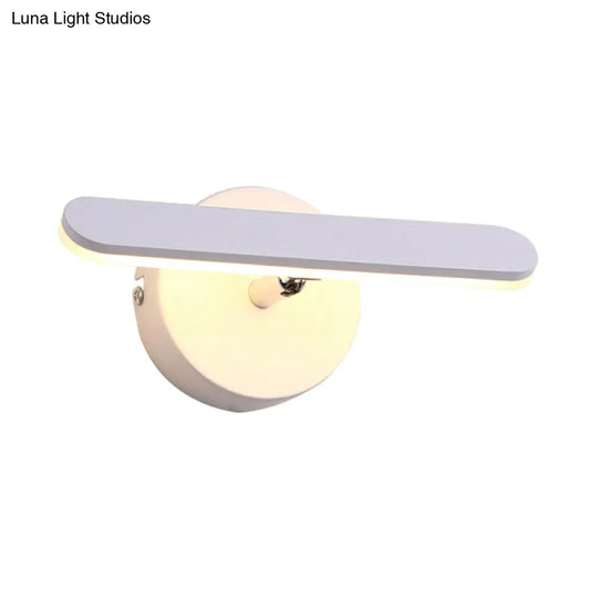 Adjustable Led Wall Sconce In White For Bedside Simple Style Metal Lighting