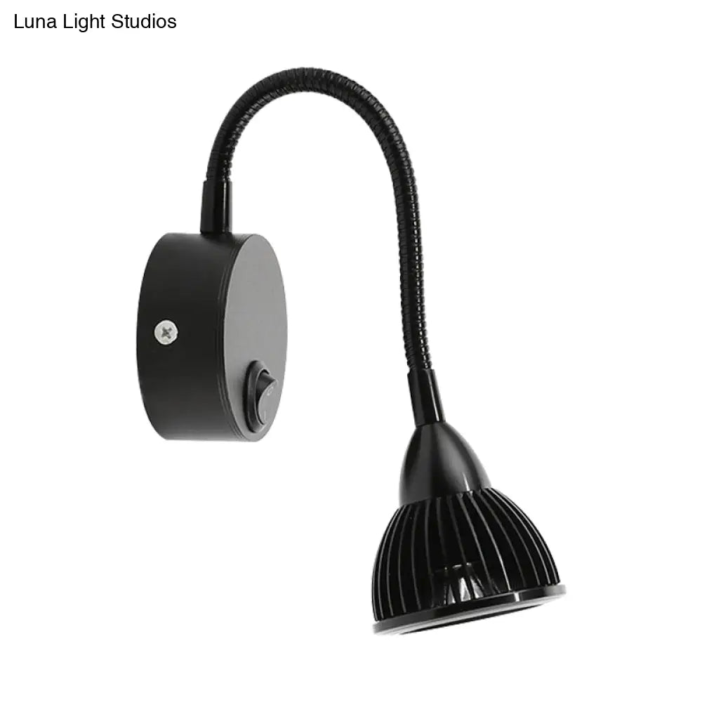 Adjustable Led Wall Sconce - Modern Metal Shade Lamp In Black Finish (With/Without Switch)