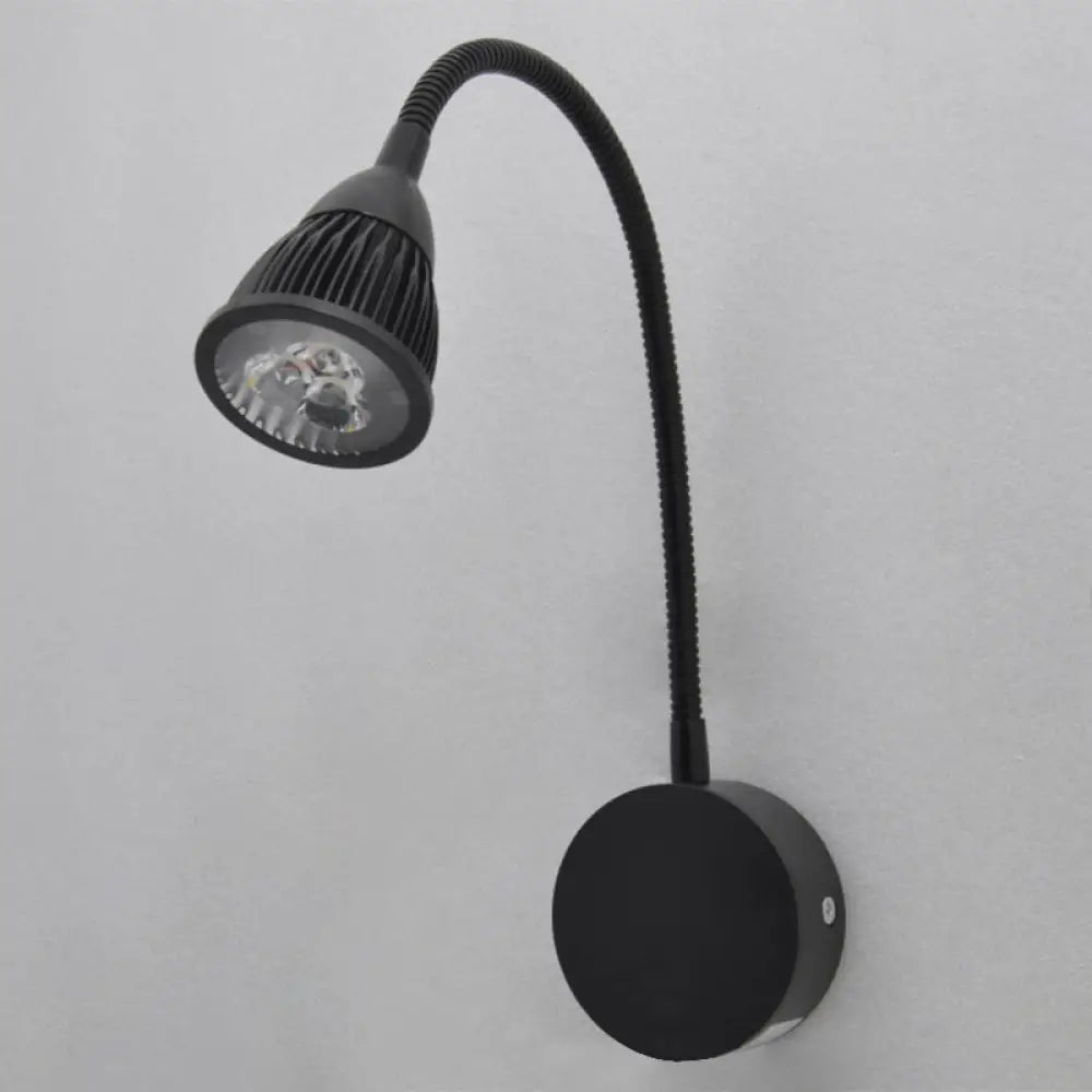 Adjustable Led Wall Sconce - Modern Metal Shade Lamp In Black Finish (With/Without Switch)