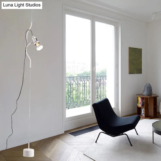 Adjustable Line Hanging Spot Light In Modern Metallic Style | Red/White 1-Light Living Room