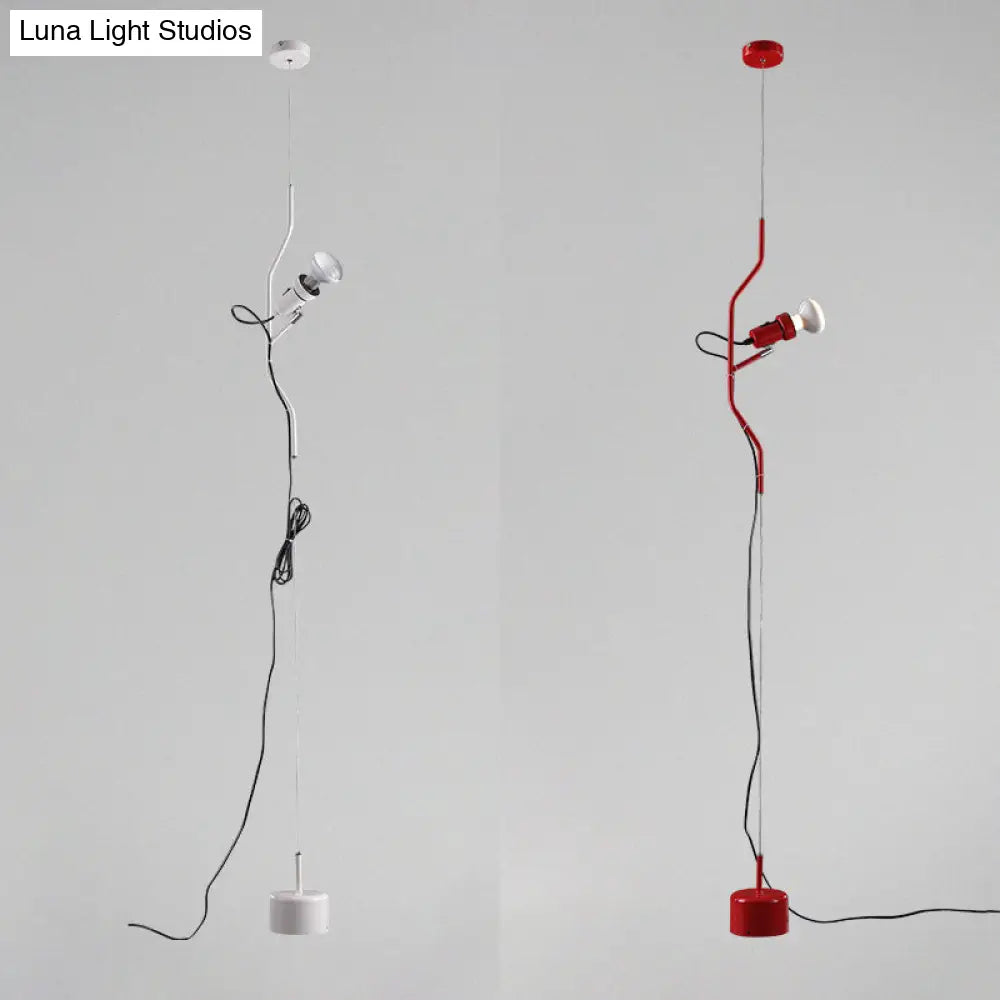 Adjustable Line Hanging Spot Light In Modern Metallic Style | Red/White 1-Light Living Room