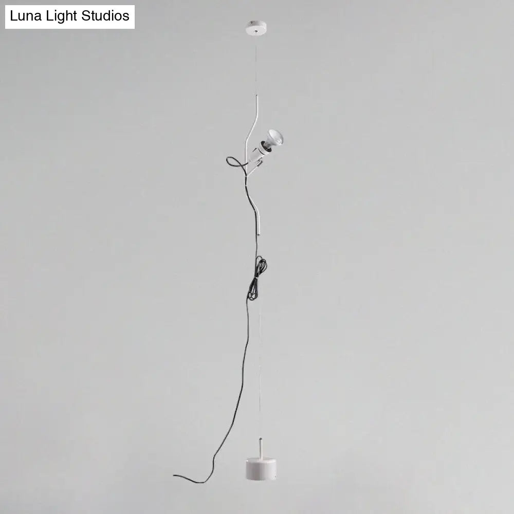 Modern Style Metallic Adjustable Line Hanging Light - 1-Light Spot In Red/White For Living Room