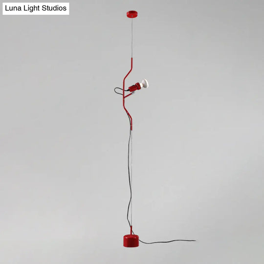 Adjustable Line Hanging Spot Light In Modern Metallic Style | Red/White 1-Light Living Room