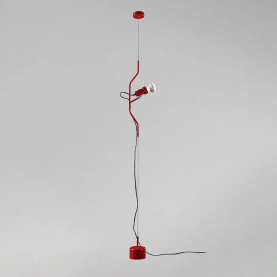 Adjustable Line Hanging Spot Light In Modern Metallic Style | Red/White 1-Light Living Room Red