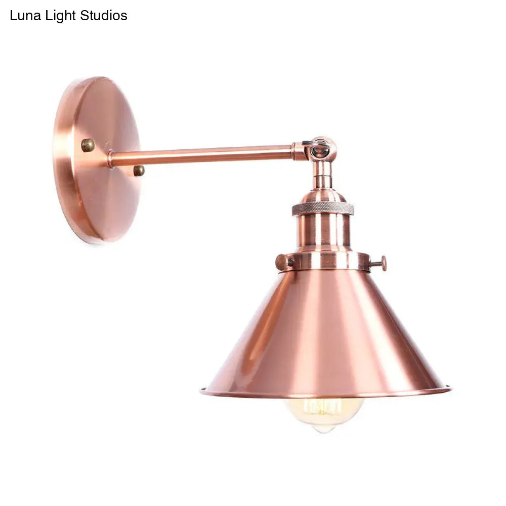 Adjustable Loft Style Single-Bulb Wall Light For Living Room - Iron Copper Reading Lamp