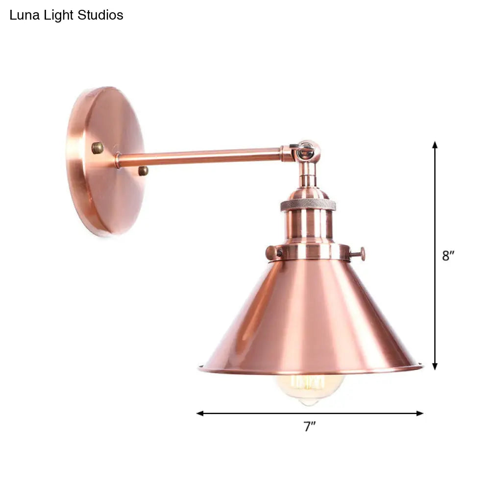 Adjustable Loft Style Single-Bulb Wall Light For Living Room - Iron Copper Reading Lamp