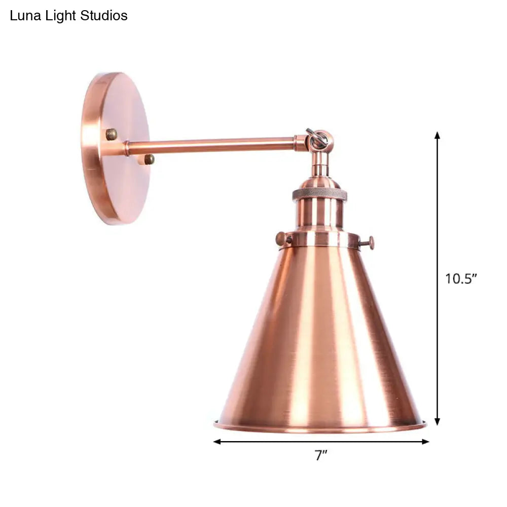 Adjustable Loft Style Single-Bulb Wall Light For Living Room - Iron Copper Reading Lamp