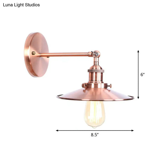 Adjustable Loft Style Single-Bulb Wall Light For Living Room - Iron Copper Reading Lamp