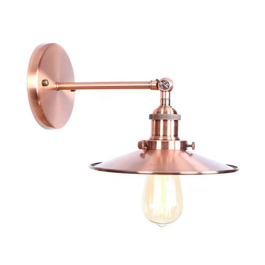 Adjustable Loft Style Single-Bulb Wall Light For Living Room - Iron Copper Reading Lamp