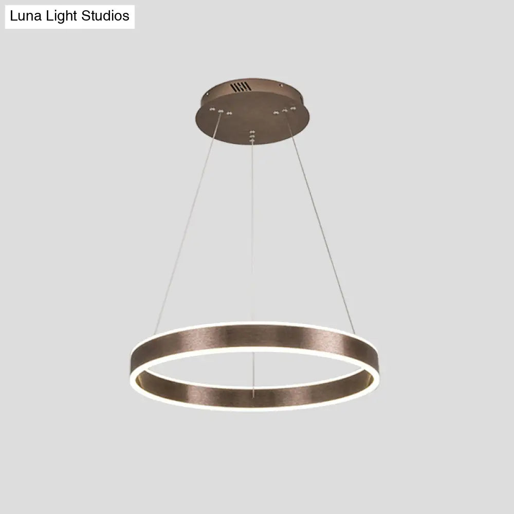 Adjustable Loop Pendant Led Chandelier - Modern Acrylic Coffee Design With 1/2/3-Tier Warm/White