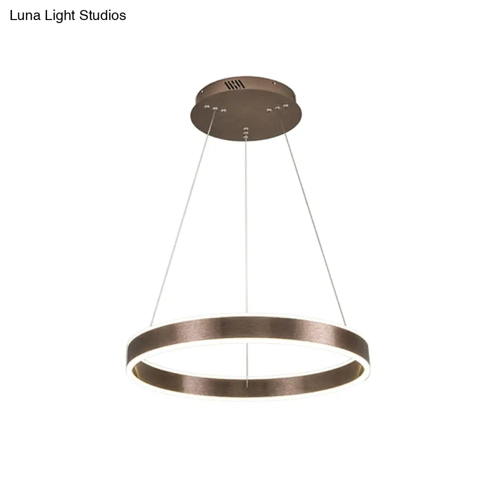 Adjustable Loop Pendant Led Chandelier - Modern Acrylic Coffee Design With 1/2/3-Tier Warm/White