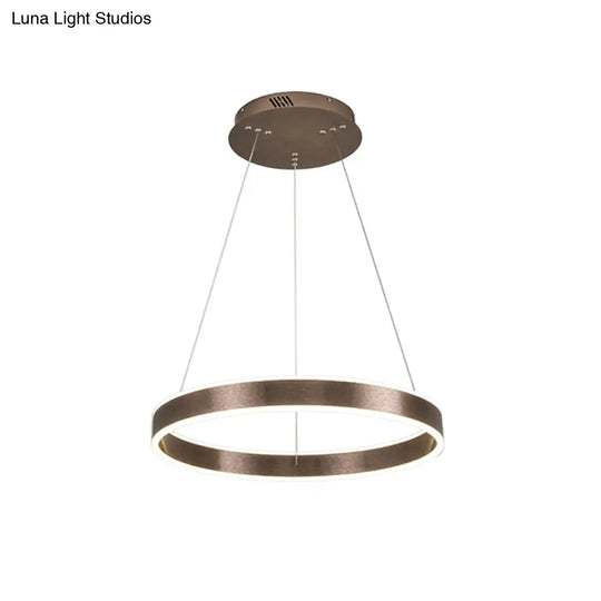 Adjustable Loop Pendant Led Chandelier - Modern Acrylic Coffee Design With 1/2/3-Tier Warm/White