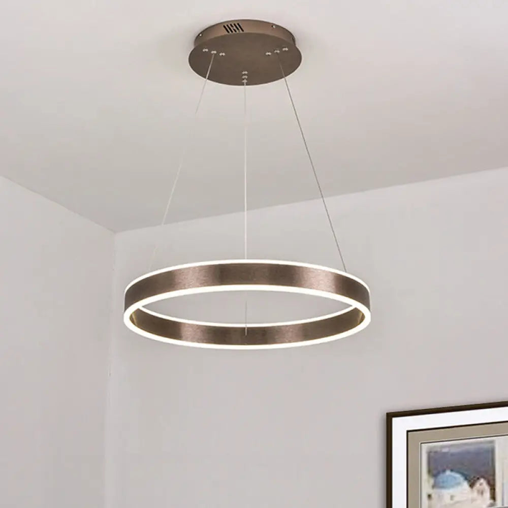 Adjustable Loop Pendant Led Chandelier - Modern Acrylic Coffee Design With 1/2/3-Tier Warm/White