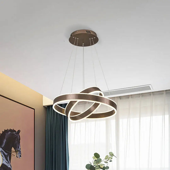 Adjustable Loop Pendant Led Chandelier - Modern Acrylic Coffee Design With 1/2/3-Tier Warm/White