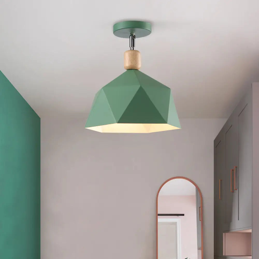 Adjustable Macaron Hexagon Ceiling Mount Light In Gray/White/Green For Corridor Green