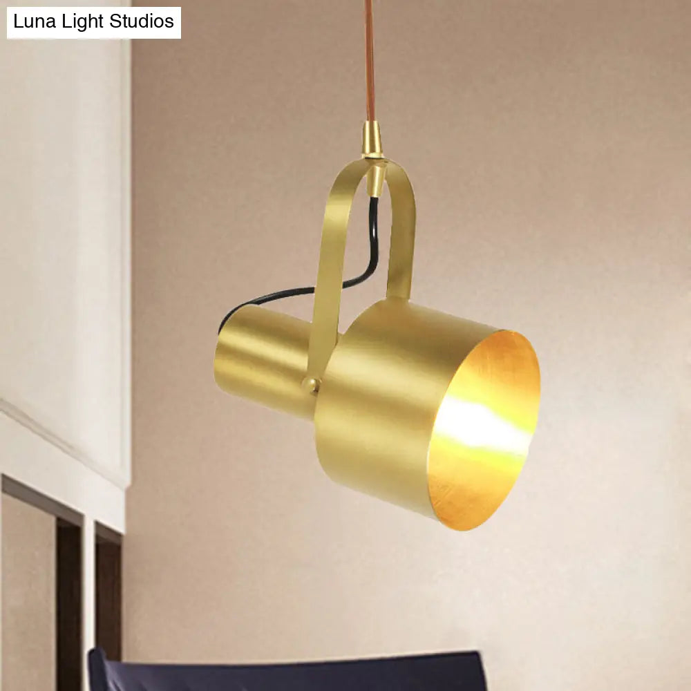 Retro Stylish Adjustable Metal Ceiling Light In Brushed Brass - 4/5 Dia For Living Room