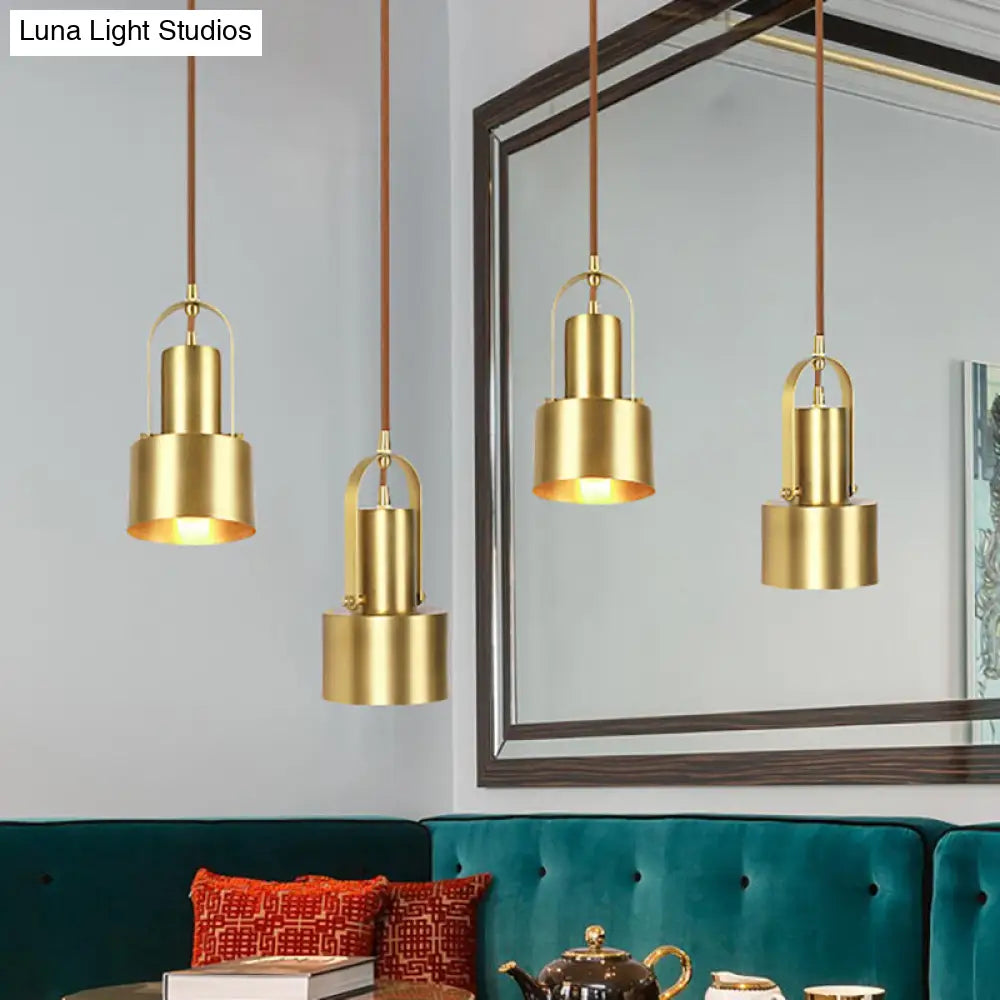 Retro Stylish Adjustable Metal Ceiling Light In Brushed Brass - 4/5 Dia For Living Room / 4