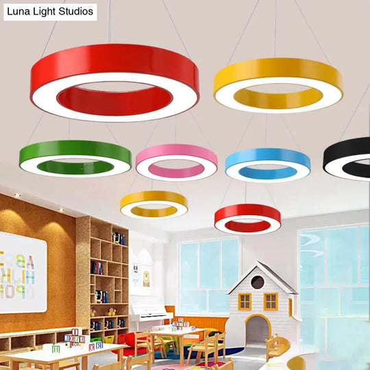 Adjustable Metal Drum Pendant Light With Integrated Led For Play Room