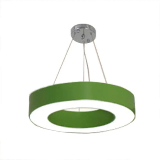 Adjustable Metal Drum Pendant Light With Integrated Led For Play Room Green / 16’