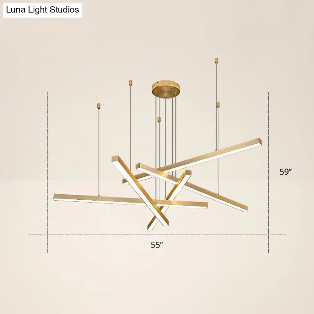 Adjustable Line Art Pendant Lamp: Minimalist Metal Led Chandelier For Bedroom Ceiling 5 / Gold Third