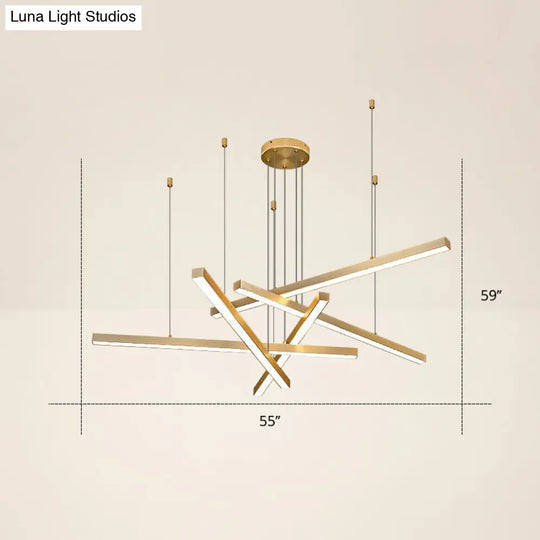 Adjustable Line Art Pendant Lamp: Minimalist Metal Led Chandelier For Bedroom Ceiling 5 / Gold Third