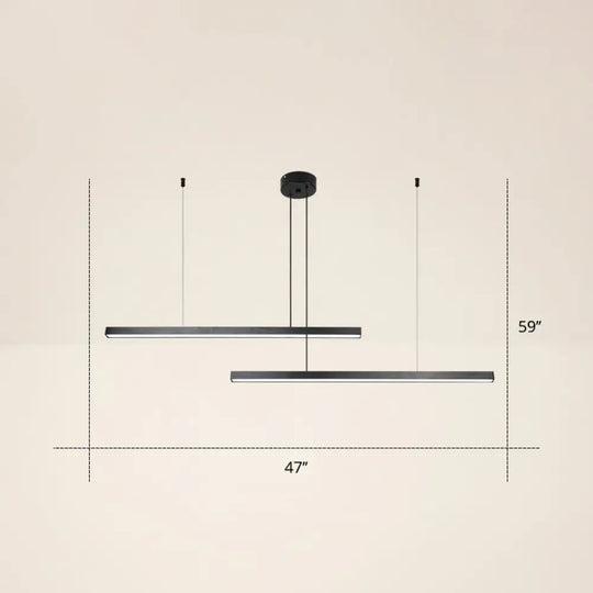 Adjustable Metal Line Art Led Pendant Lamp For Minimalist Bedroom Ceiling 2 / Black Warm