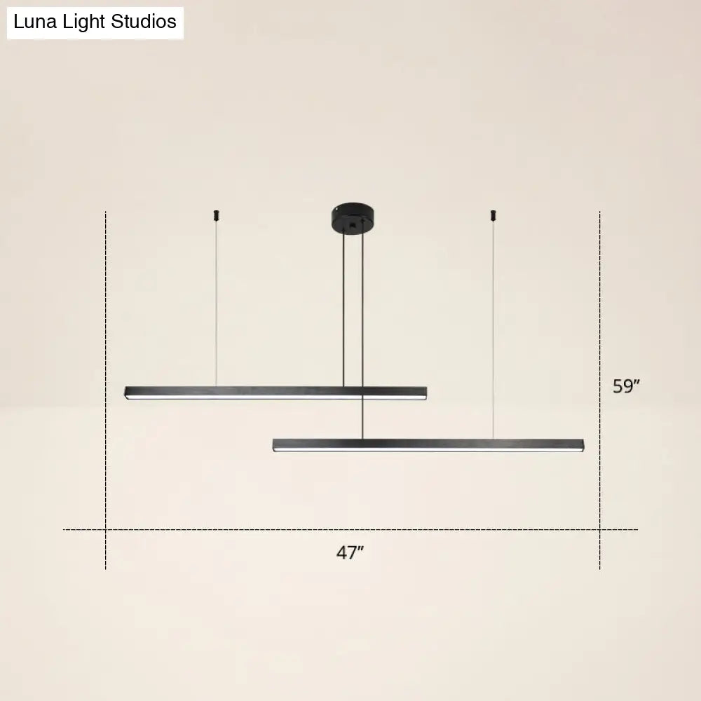 Adjustable Line Art Pendant Lamp: Minimalist Metal Led Chandelier For Bedroom Ceiling 2 / Black