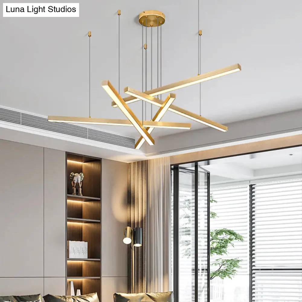 Adjustable Metal Line Art Led Pendant Lamp For Minimalist Bedroom Ceiling