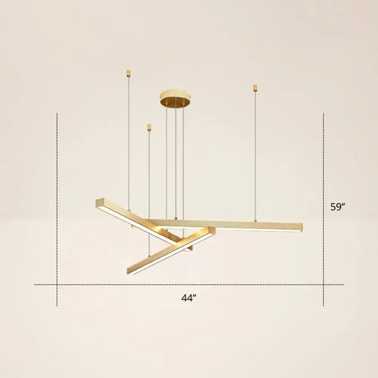 Adjustable Metal Line Art Led Pendant Lamp For Minimalist Bedroom Ceiling 3 / Gold Third Gear