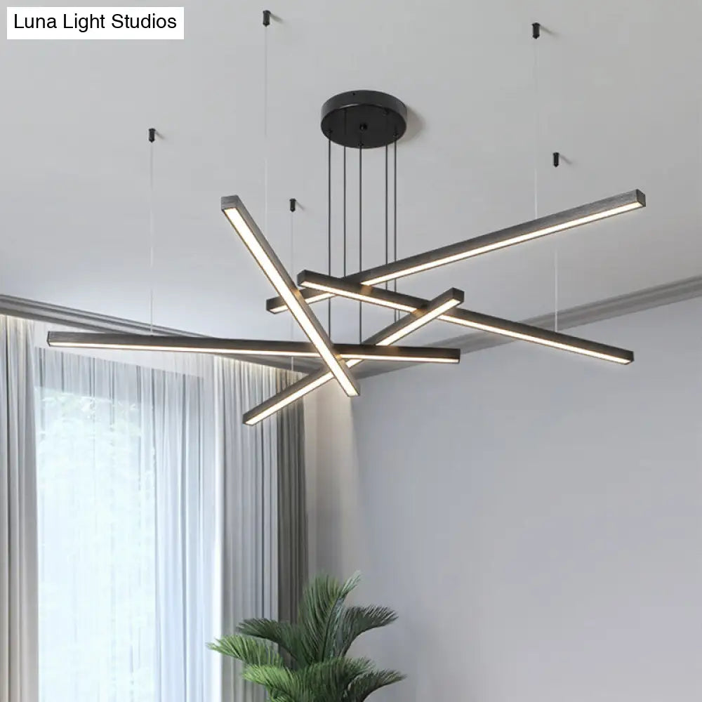 Adjustable Line Art Pendant Lamp: Minimalist Metal Led Chandelier For Bedroom Ceiling