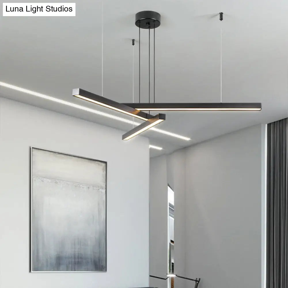 Adjustable Line Art Pendant Lamp: Minimalist Metal Led Chandelier For Bedroom Ceiling