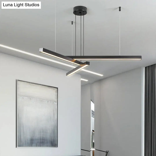 Adjustable Line Art Pendant Lamp: Minimalist Metal Led Chandelier For Bedroom Ceiling