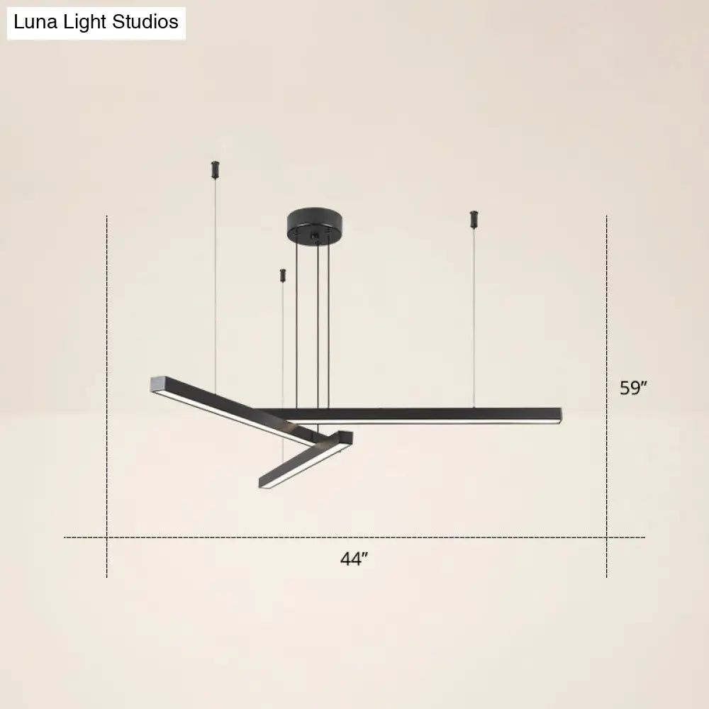 Adjustable Line Art Pendant Lamp: Minimalist Metal Led Chandelier For Bedroom Ceiling 3 / Black
